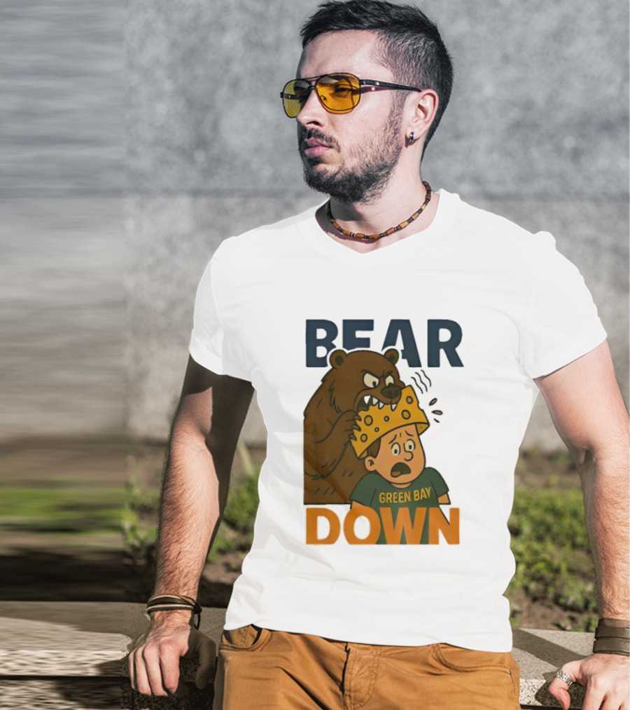 Bear Down Green Bay Packers Rivalry Cheesy Confrontation T-Shirt