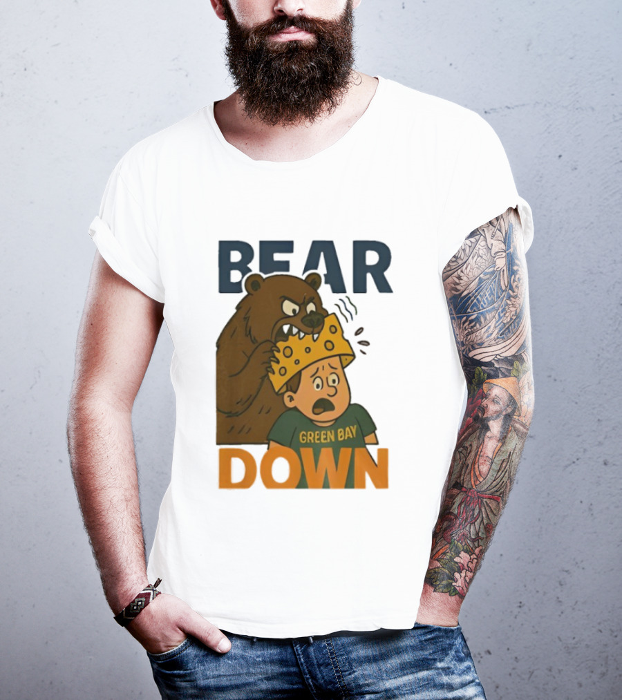 Bear Down Green Bay Packers Rivalry Cheesy Confrontation T-Shirt
