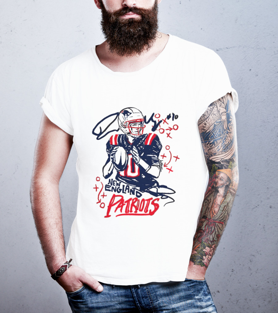 Drake Maye New England Patriots Quarterback XOXO Playbook T-Shirt