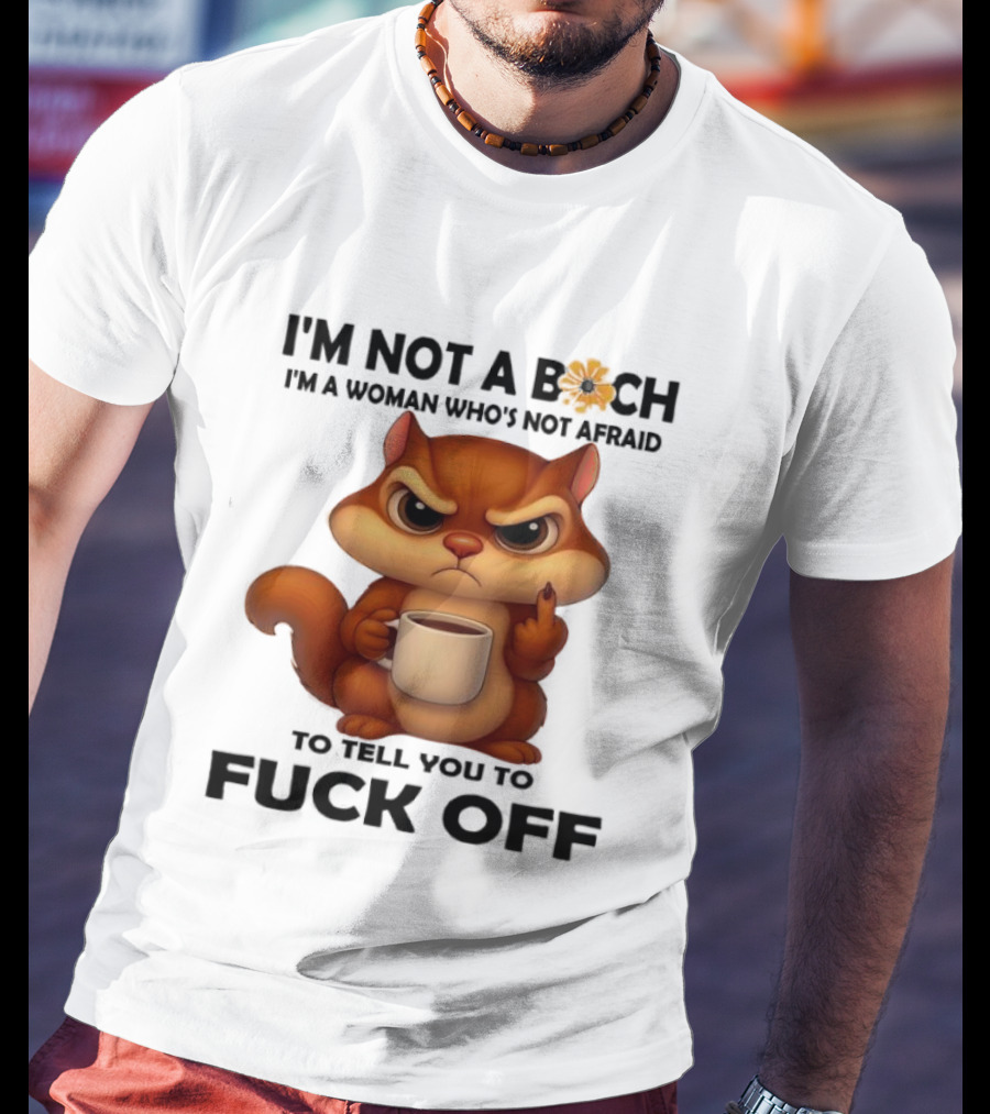 Angry Squirrel Coffee Middle Finger Woman Empowerment Message T-Shirt