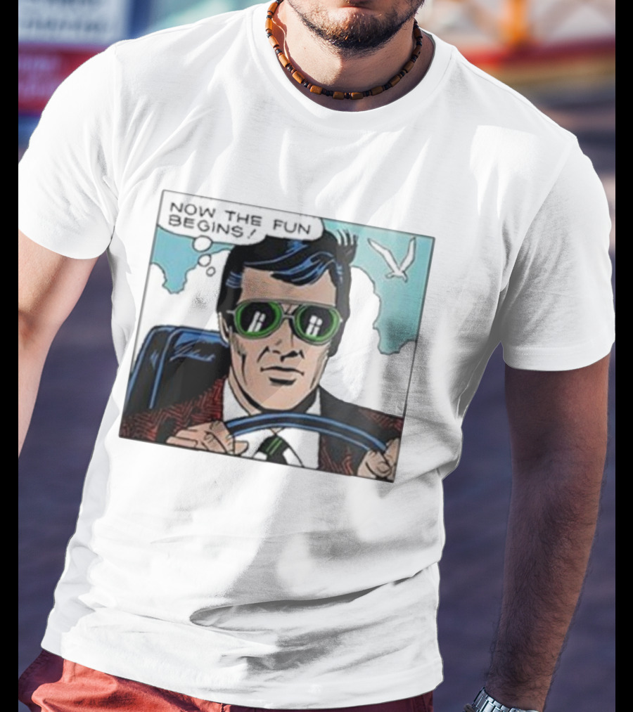 Now The Fun Begins Retro Driver Comic Panel T-Shirt