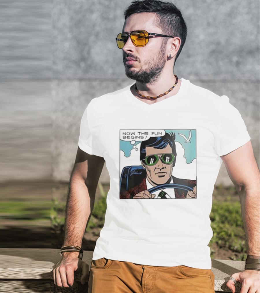 Now The Fun Begins Retro Driver Comic Panel T-Shirt