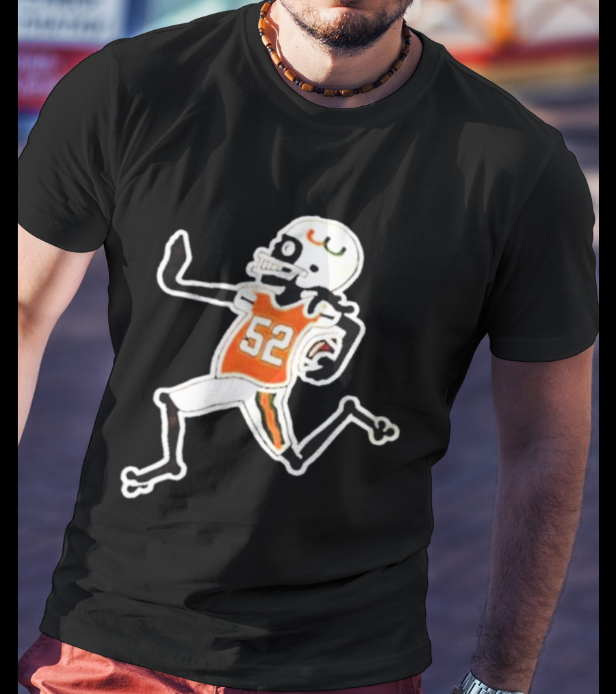 Francisco Mauigoa Skeletal 52 Miami Hurricanes Football Player T-Shirt