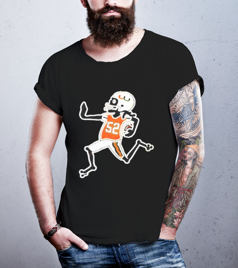 Francisco Mauigoa Skeletal 52 Miami Hurricanes Football Player T-Shirt