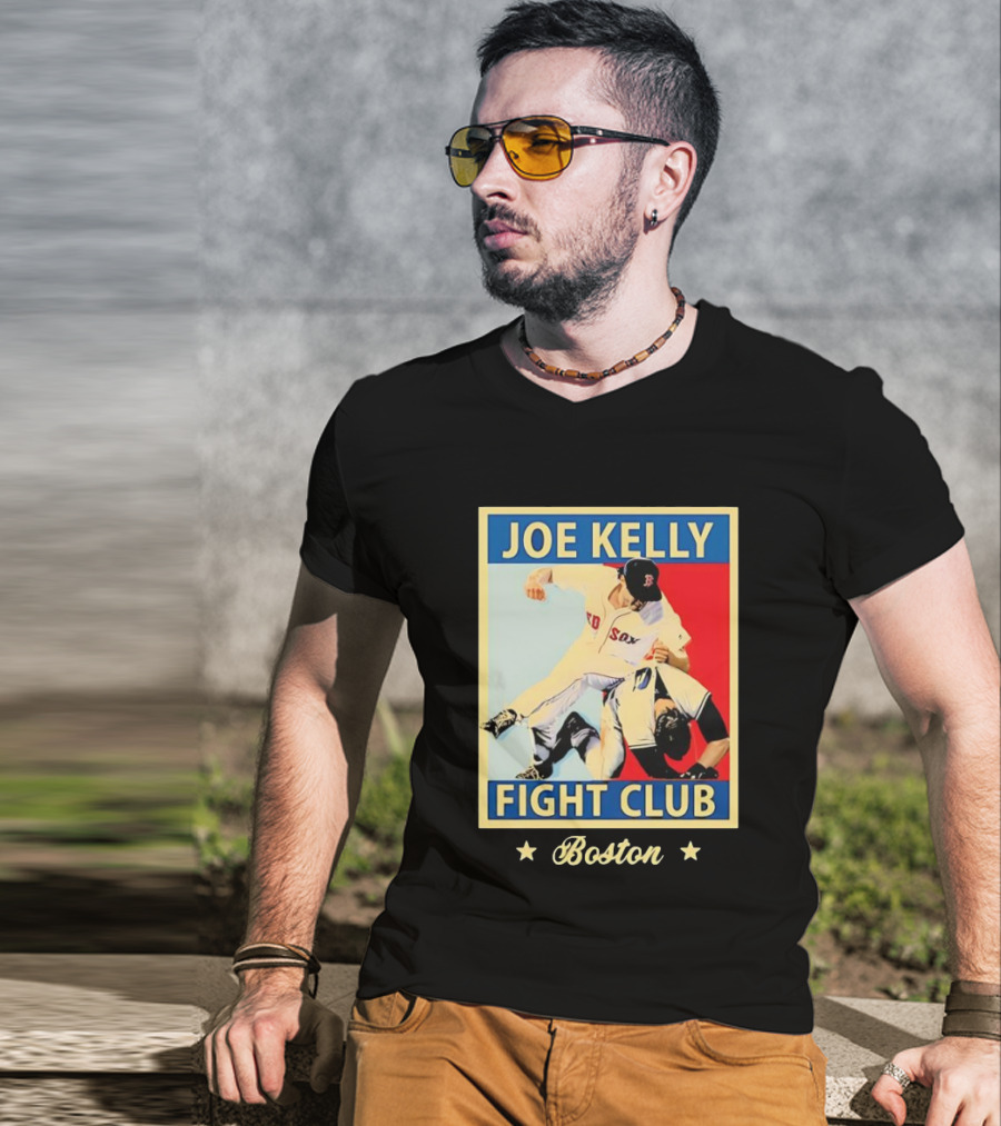 Joe Kelly Fight Club Boston Red Sox Baseball Action T-Shirt