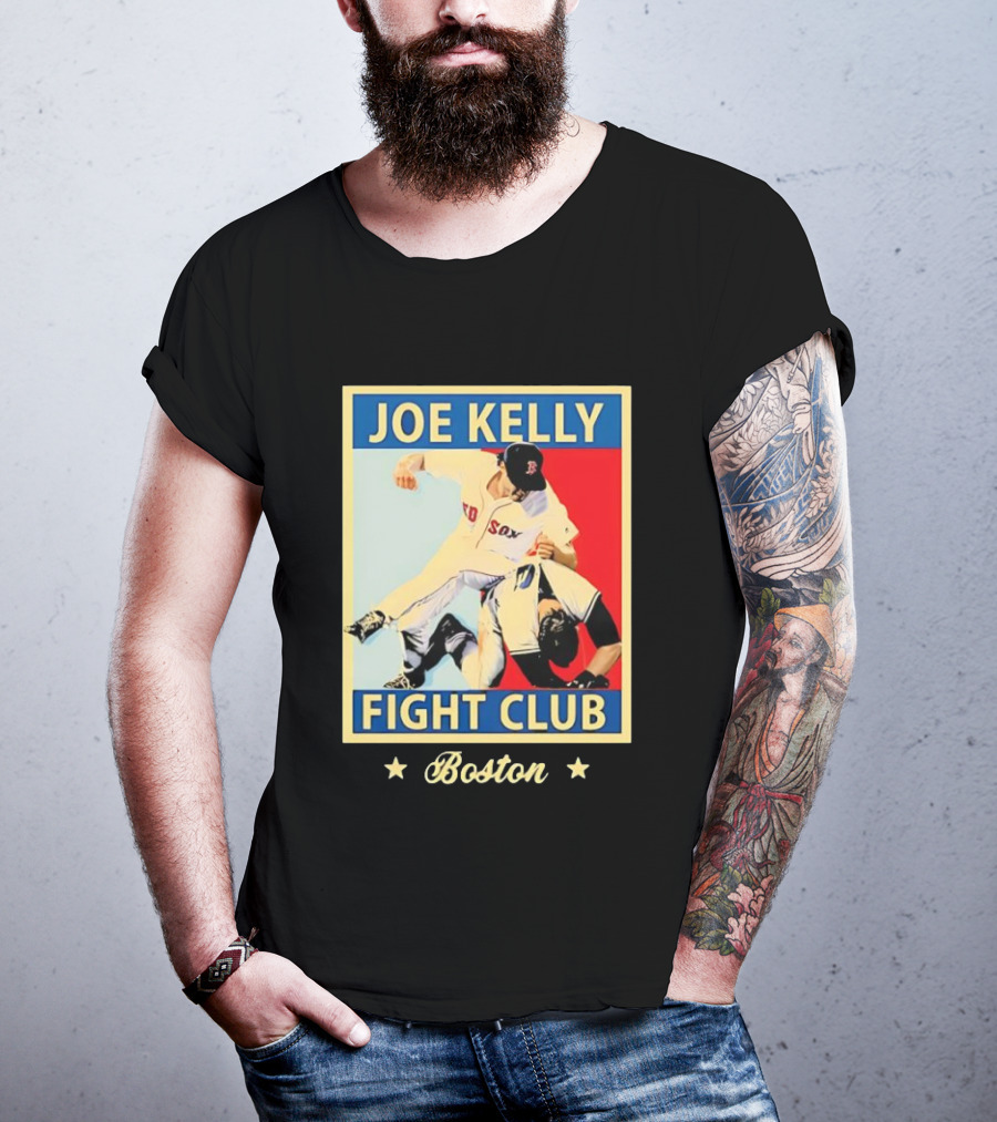 Joe Kelly Fight Club Boston Red Sox Baseball Action T-Shirt