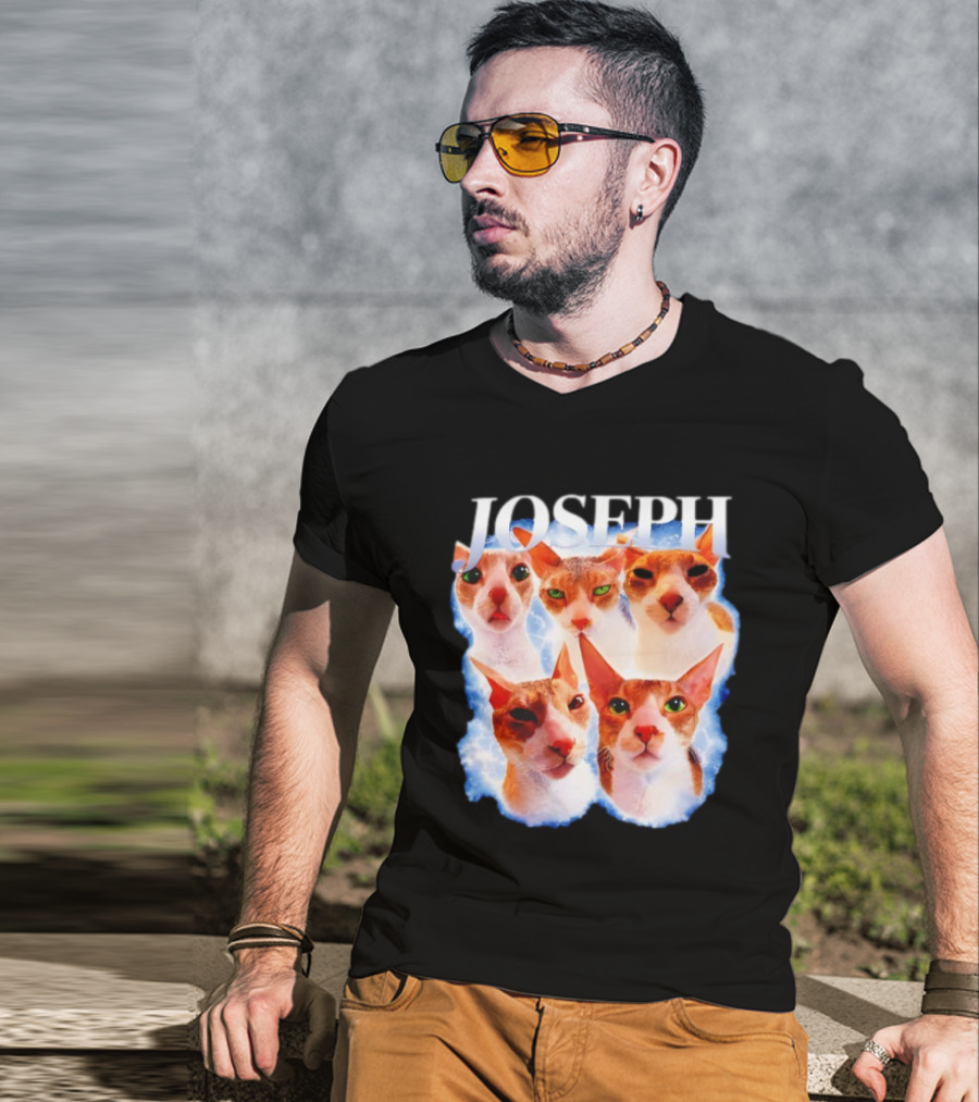 JOSEPH Five Cat Faces Blue Aura T-Shirt
