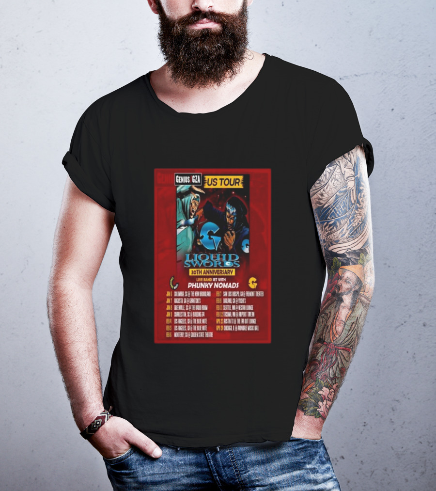 Genius GZA Liquid Swords 30th Anniversary US Tour 2026 With Phunky Nomads T-Shirt