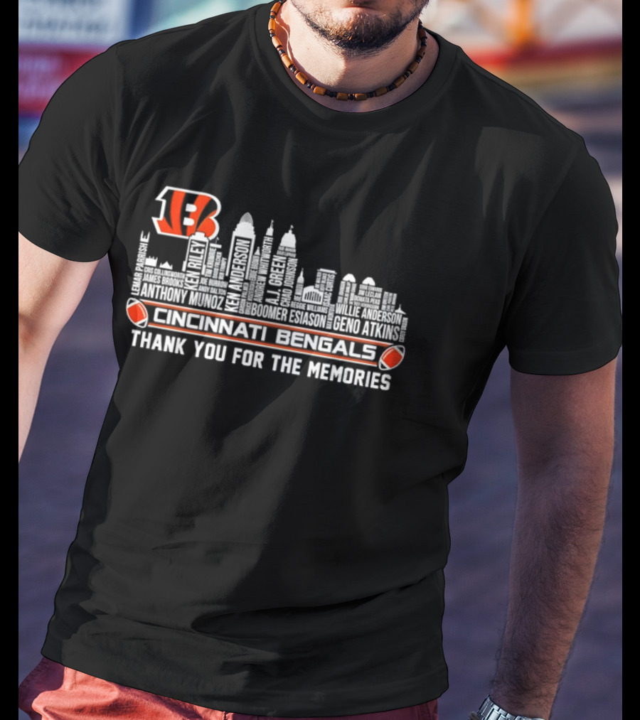 Cincinnati Bengals NFL Team City Skyline Thank You For The Memories T-Shirt