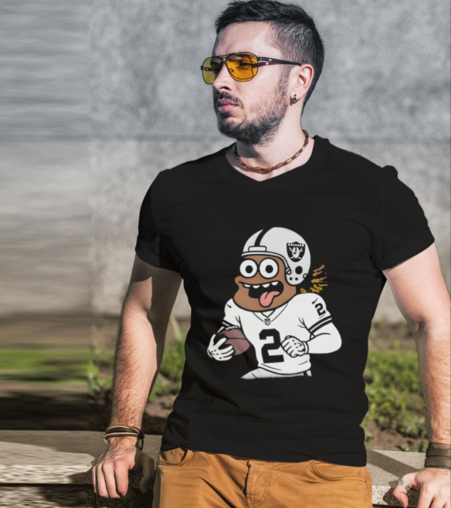 Las Vegas Raiders Ashton Jeanty Cartoon Number 2 Football Player T-Shirt