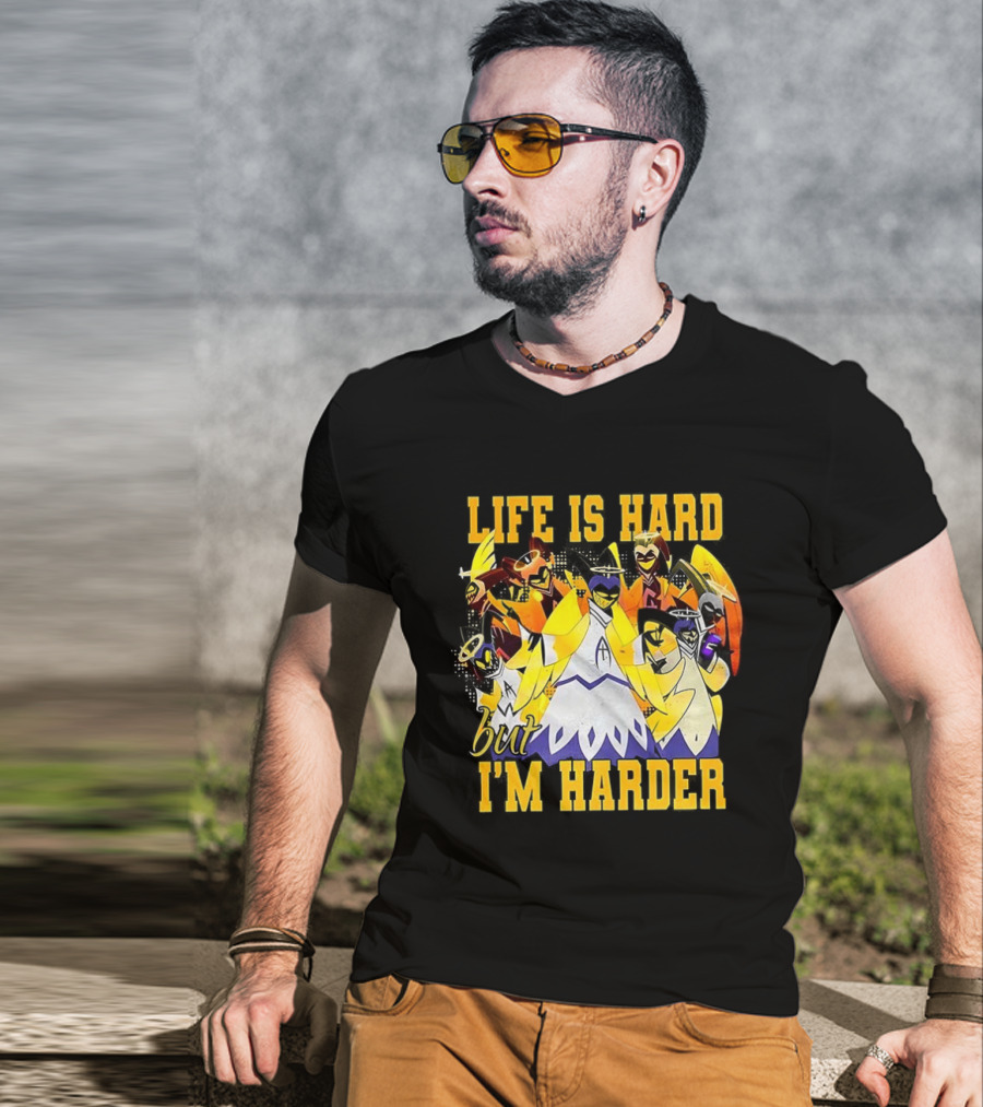 Hazbin Hotel Life Is Hard But I'm Harder Yellow Characters T-Shirt