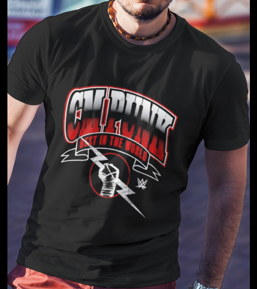 CM Punk Best In The World WWE Logo Lightning Fist T-Shirt
