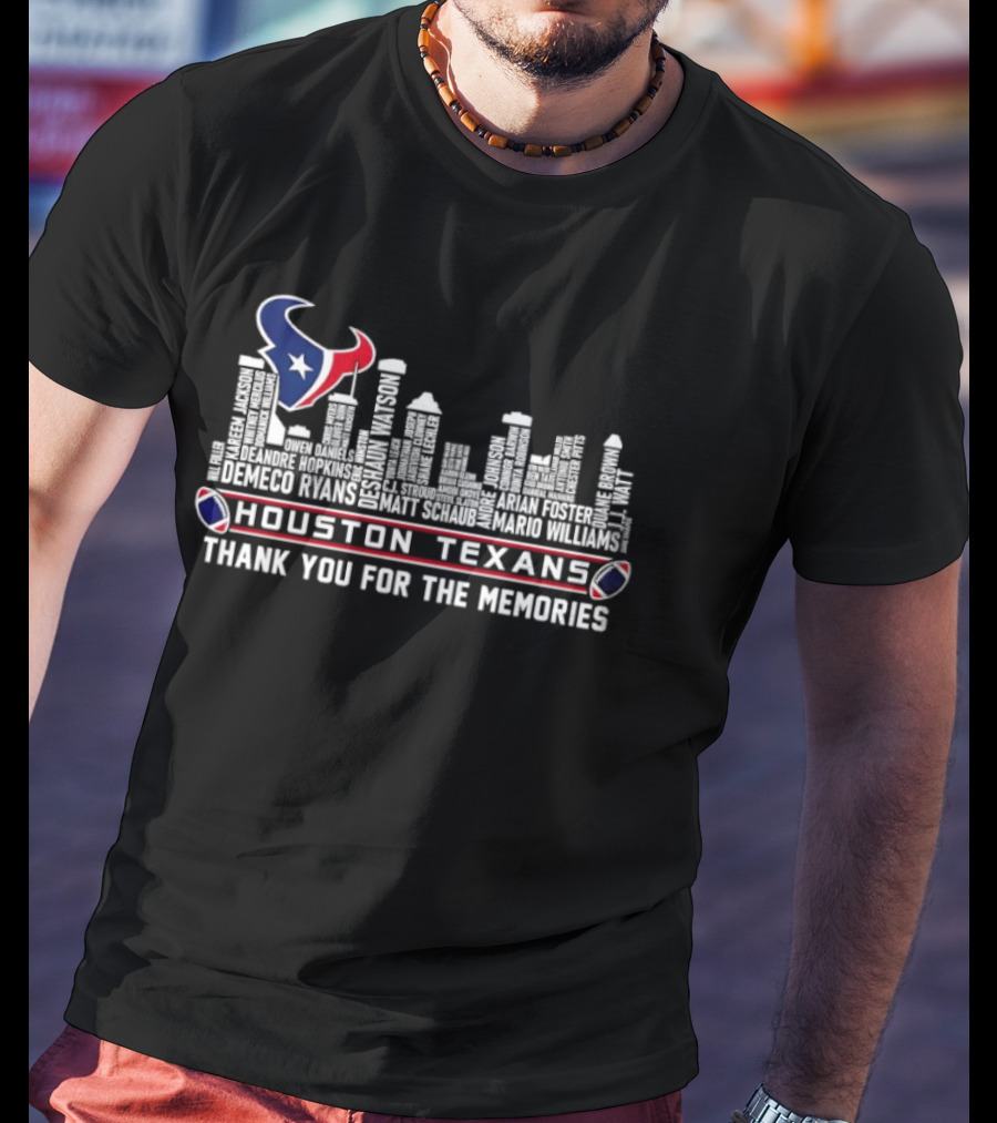 Houston Texans City Skyline Thank You For The Memories T-Shirt
