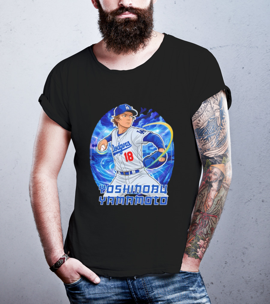 Los Angeles Dodgers Yoshinobu Yamamoto Anime Pitcher T-Shirt