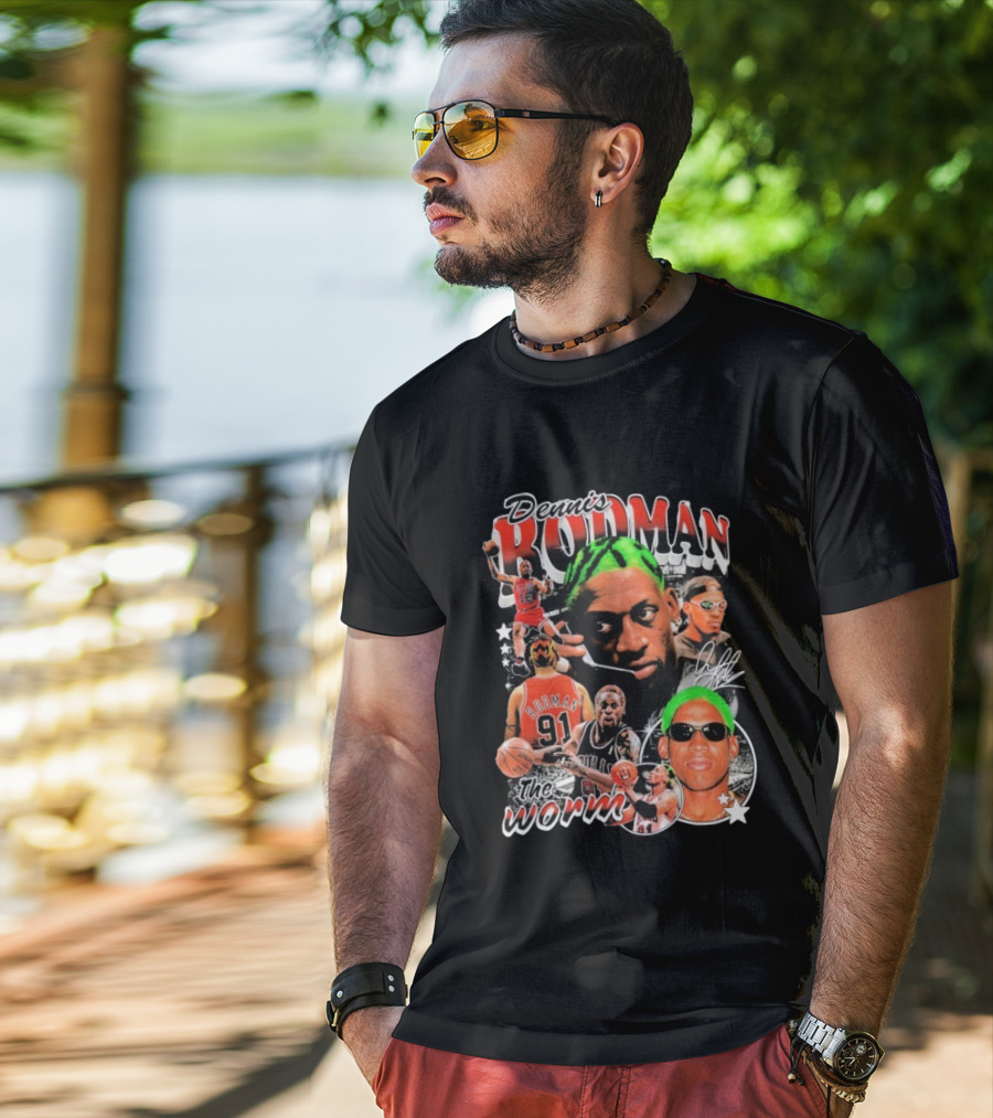 Dennis Rodman 91 The Worm Bulls Basketball Legend Retro Style   T-Shirt