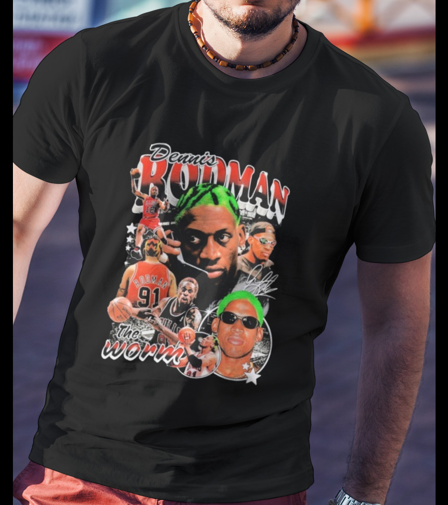 Dennis Rodman 91 The Worm Bulls Basketball Legend Retro Style   T-Shirt