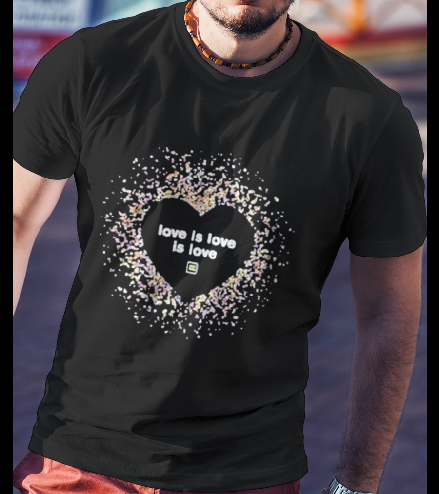 Love Is Love Is Love Heart LGBTQ Pride Multicolor Hearts T-Shirt