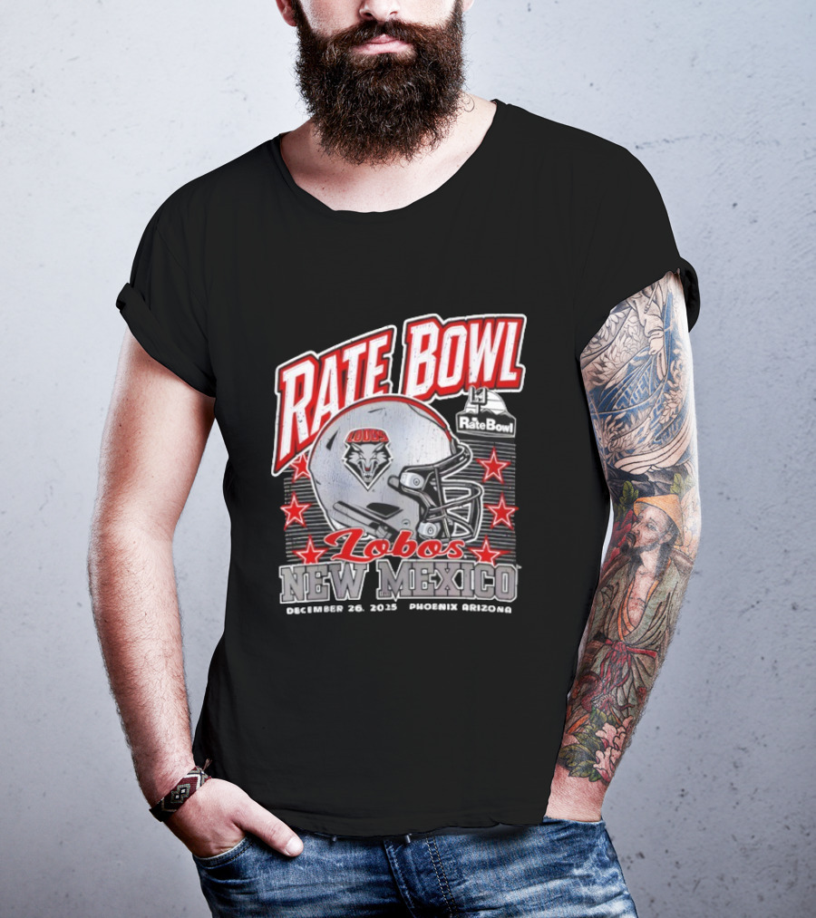 Rate Bowl 2025 New Mexico Lobos Vintage Helmet December 26 Phoenix Arizona T-Shirt