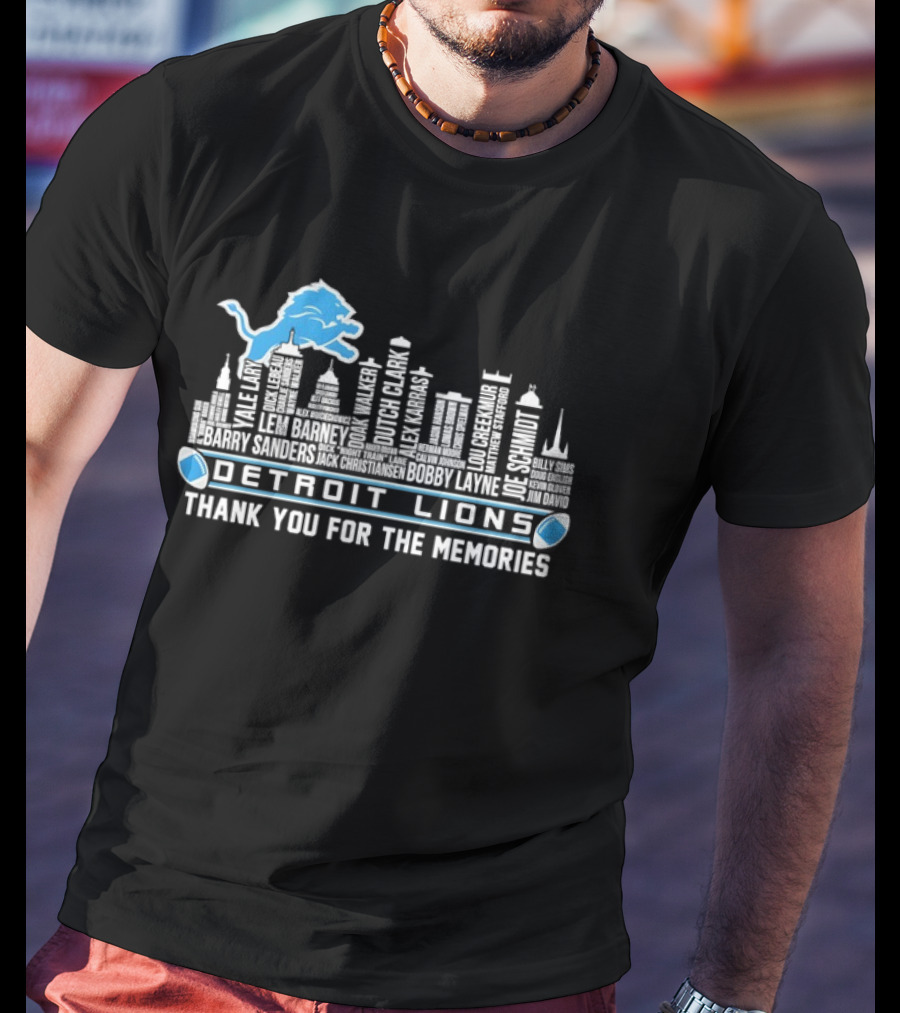 Detroit Lions Skyline Thank You For The Memories T-Shirt