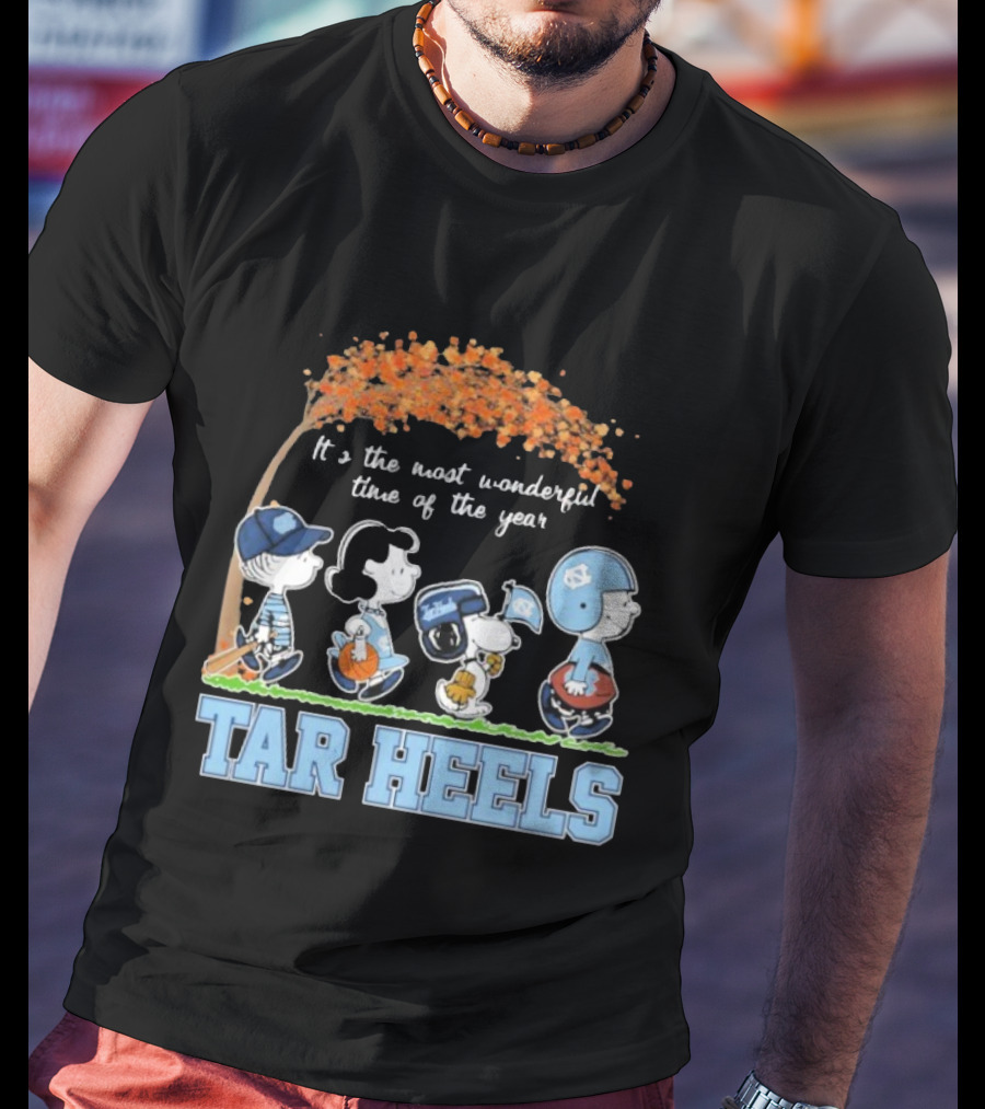 UNC North Carolina Tar Heels Snoopy The Peanuts It’s The Most Wonderful Time Of The Year T-Shirt