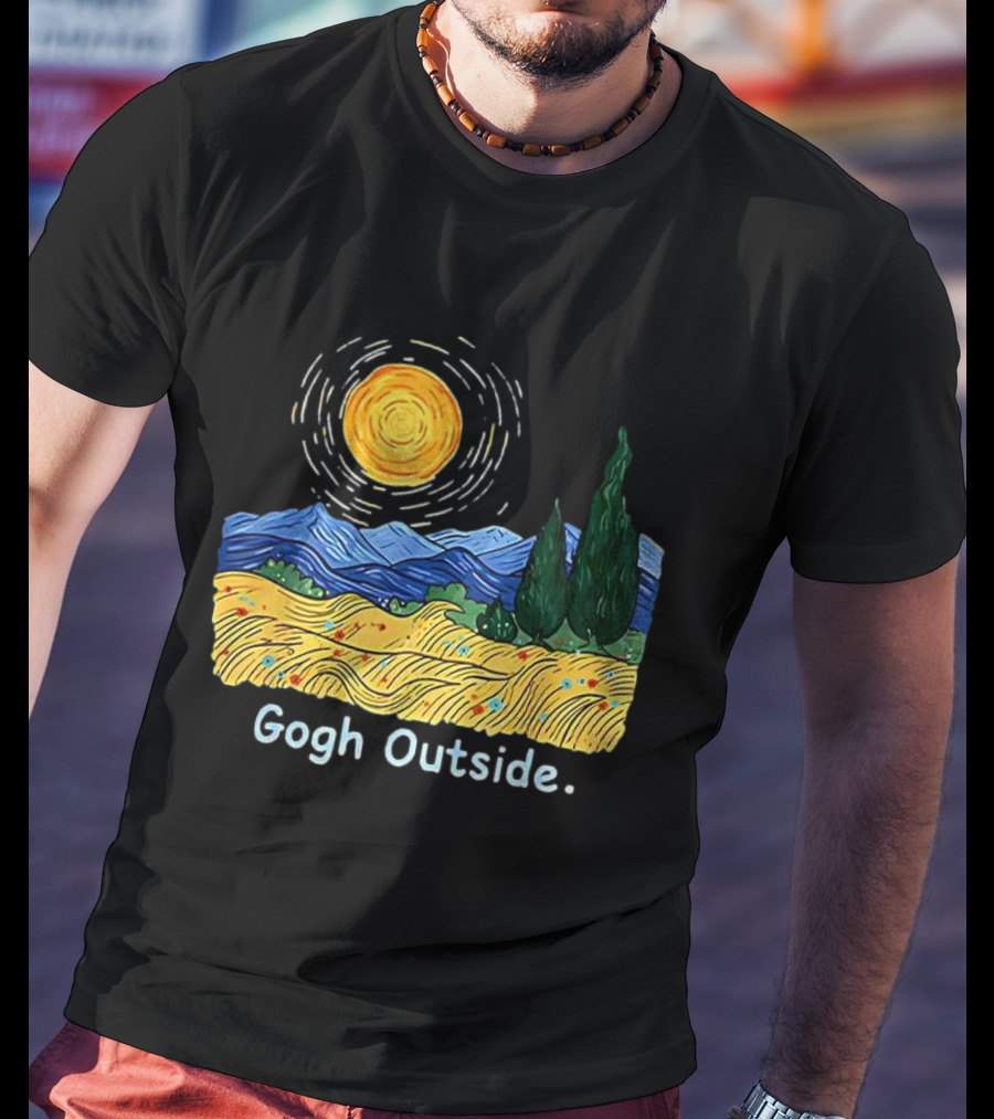 Gogh Outside Starry Night Sun Landscape T-Shirt