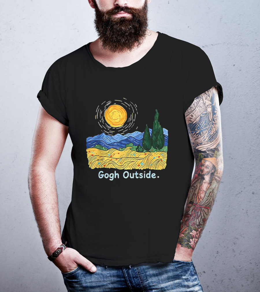 Gogh Outside Starry Night Sun Landscape T-Shirt