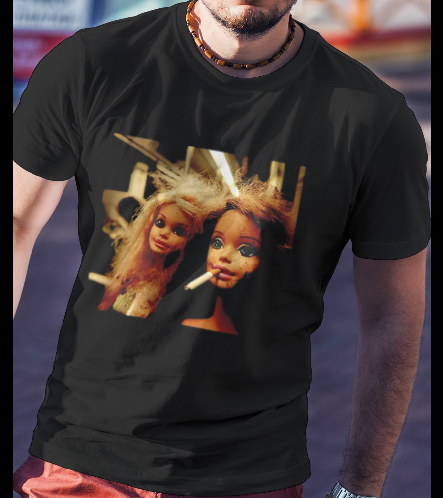 Distressed Dolls With Cigarette Urban Aesthetic T-Shirt