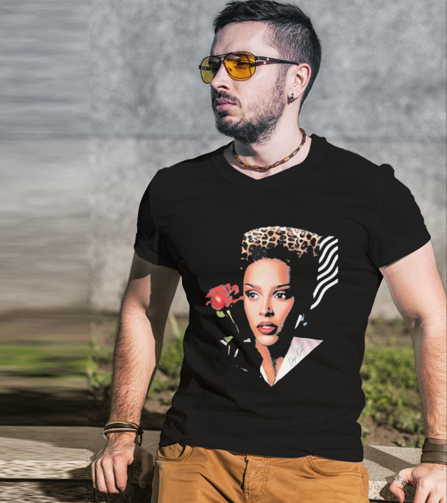 Doja Cat Vie Glamour Leopard Print Rose T-Shirt