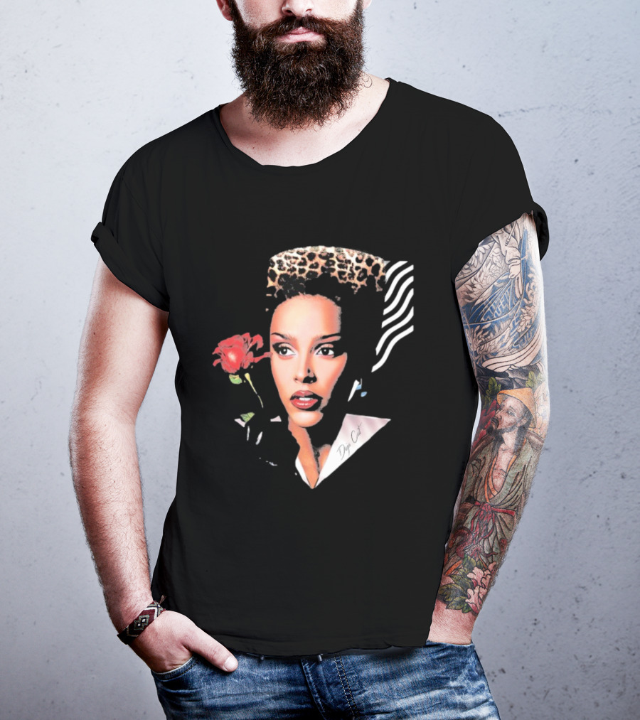 Doja Cat Vie Glamour Leopard Print Rose T-Shirt