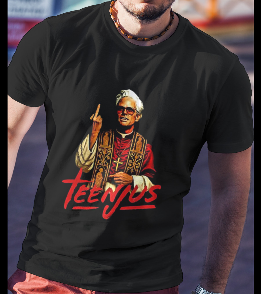 Saint Billy Middle Finger Teenjus Caricature T-Shirt