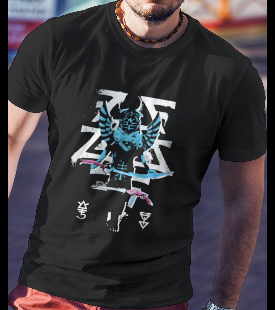 Warhammer 40 000 Aeldari Autarch Symbol Blue And Pink T-Shirt