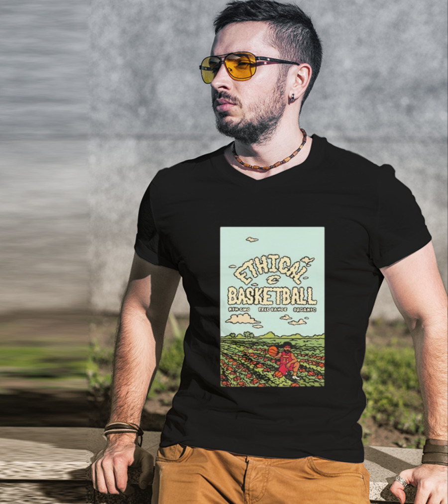 Ethical Basketball Non GMO Free Range Organic Vintage Style Cartoon Player T-Shirt