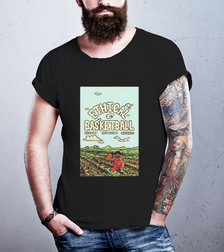 Ethical Basketball Non GMO Free Range Organic Vintage Style Cartoon Player T-Shirt