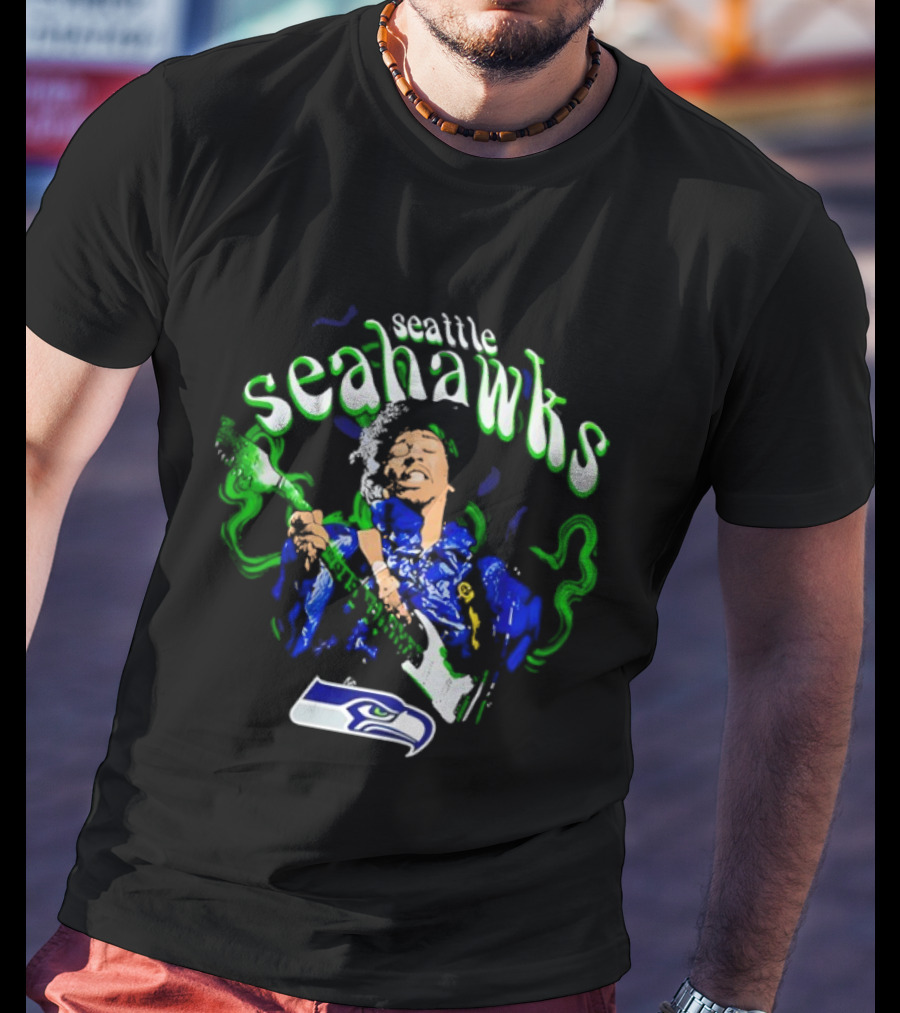Seattle Seahawks Jimi Hendrix Collaboration NFL Fan T-Shirt