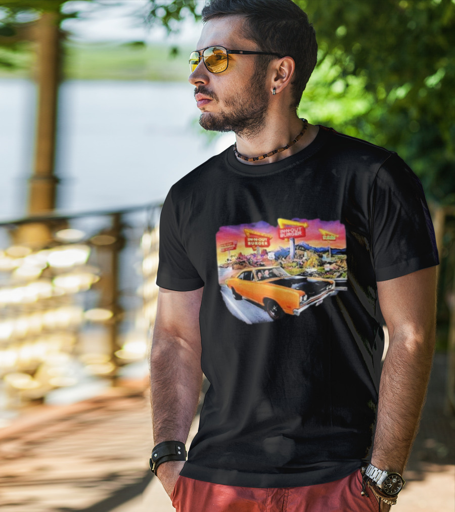 In N Out Burger Road Trip Classic Car Sunset Adventure 2026 T-Shirt