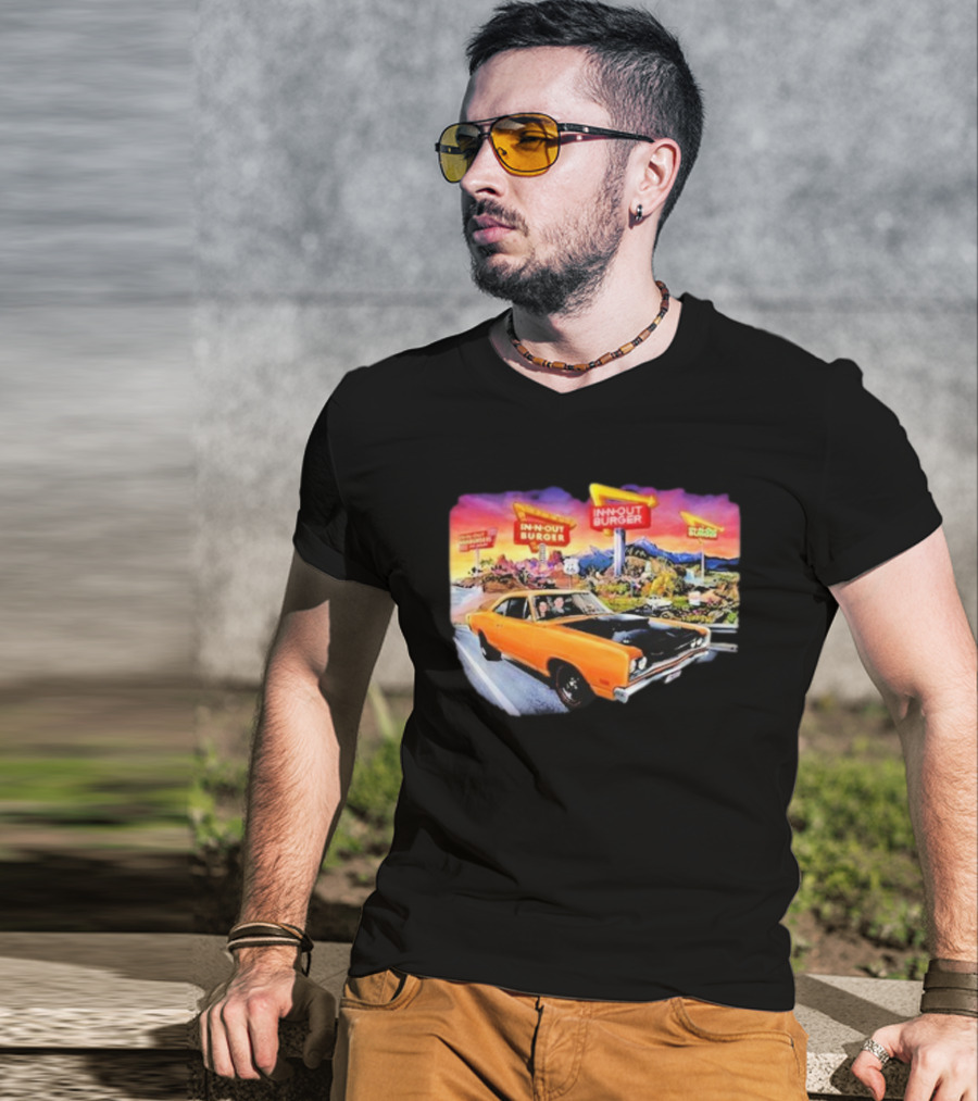 In N Out Burger Road Trip Classic Car Sunset Adventure 2026 T-Shirt
