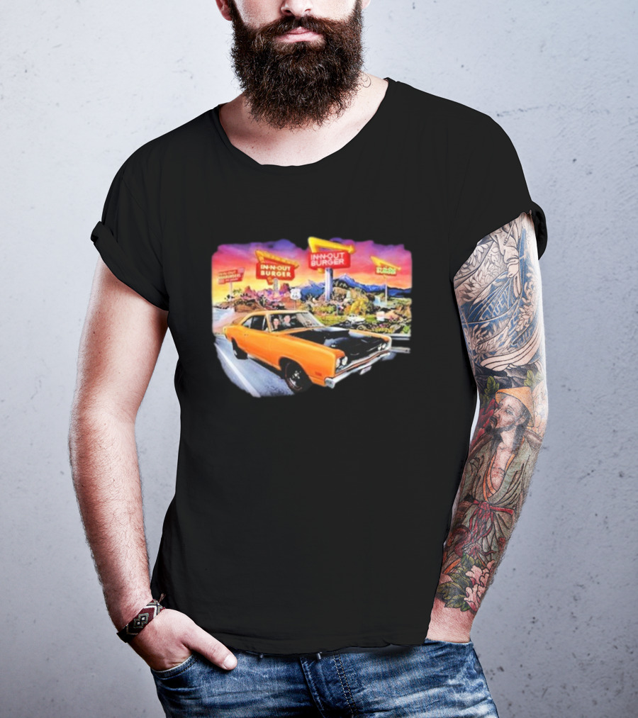 In N Out Burger Road Trip Classic Car Sunset Adventure 2026 T-Shirt