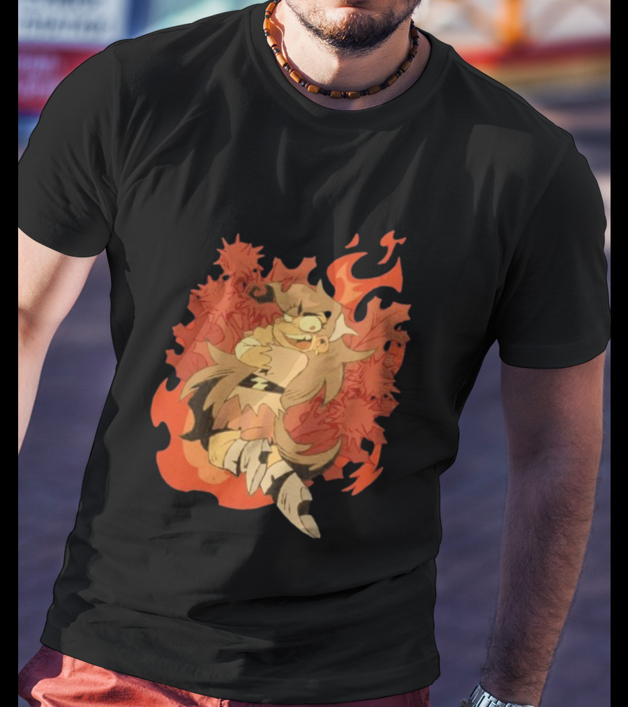 Zeddyzi Ramshackle Vinnie Vibes Flame Character Art Anime T-Shirt