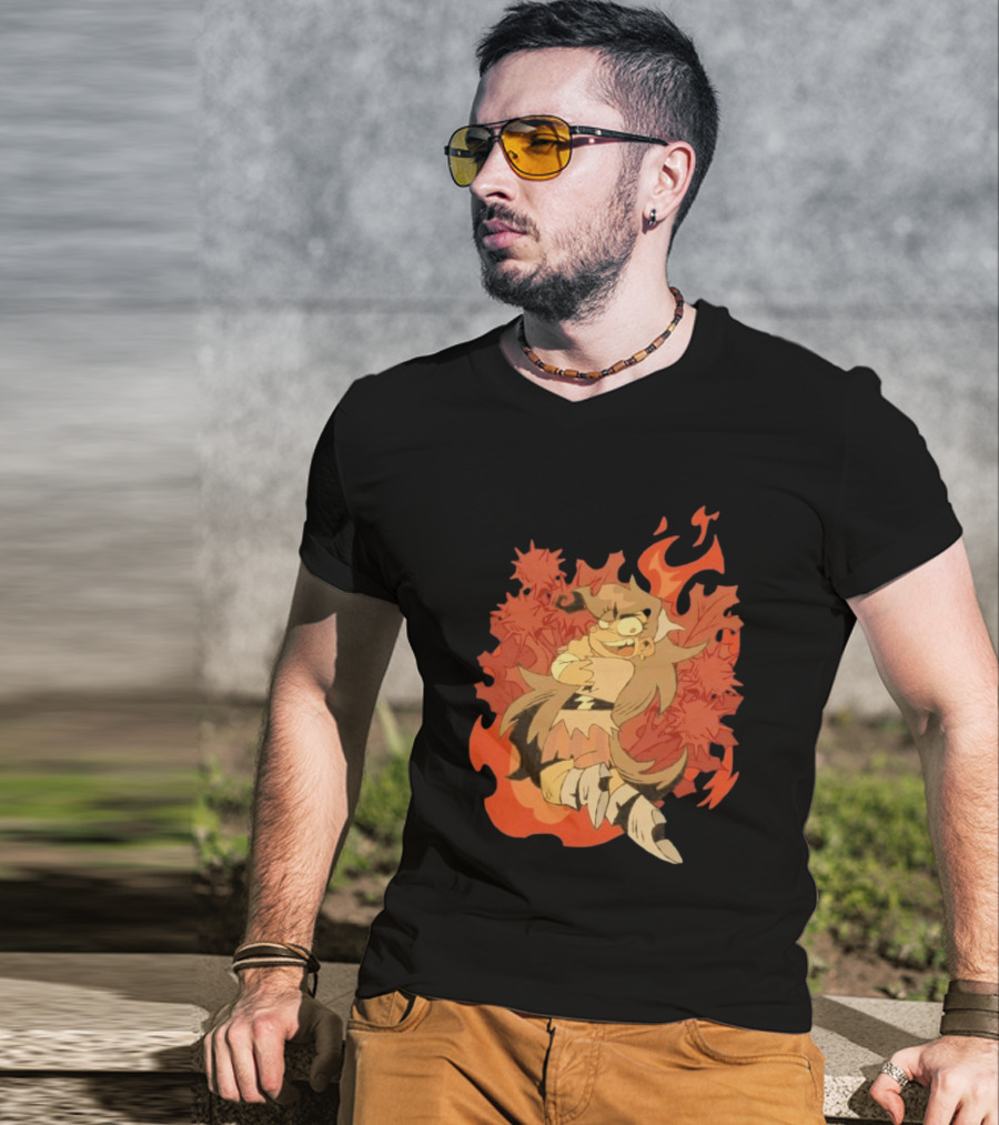 Zeddyzi Ramshackle Vinnie Vibes Flame Character Art Anime T-Shirt