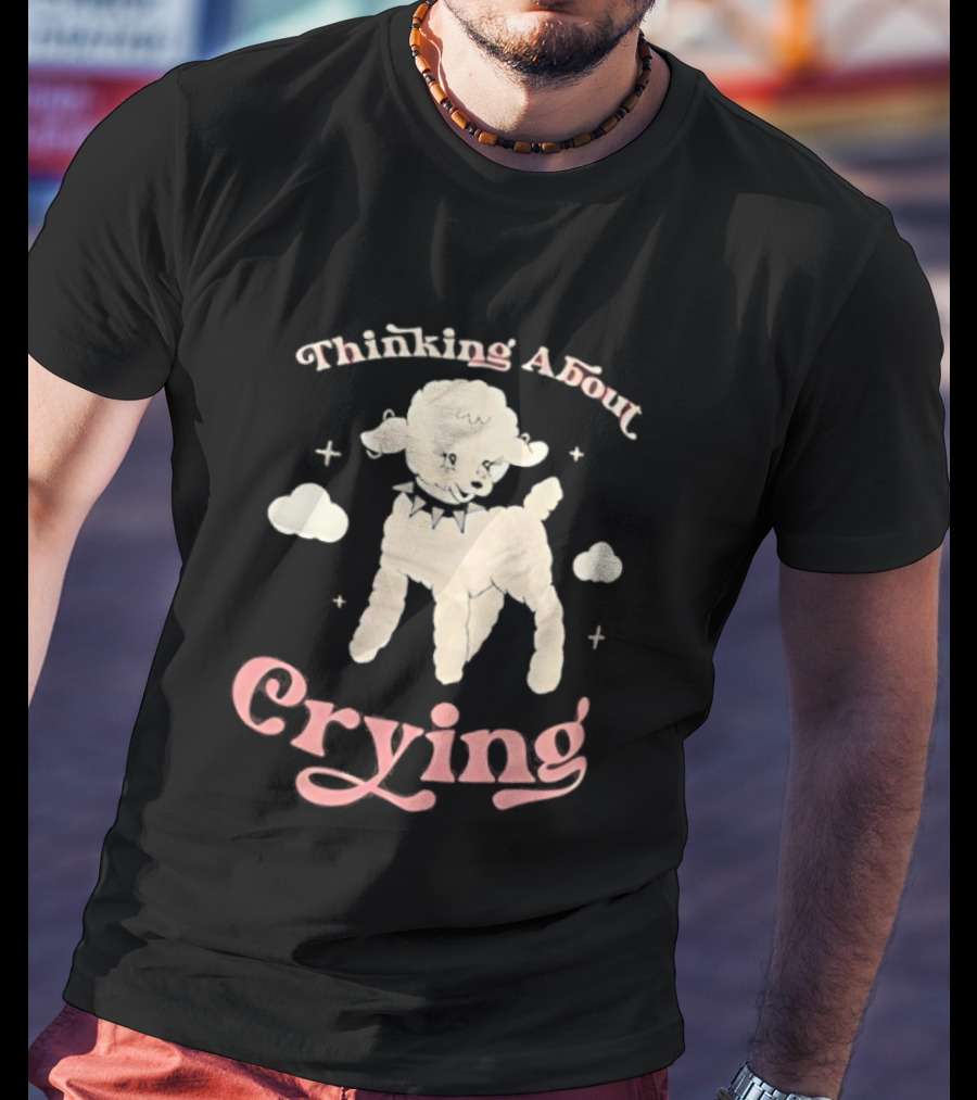 Thinking About Crying Cute Lamb With Clouds T-Shirt