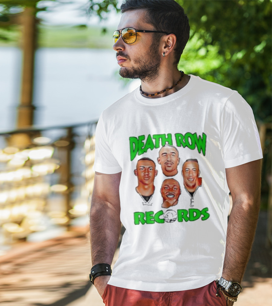 Philadelphia Eagles Philly X Death Row Records AJ Brown Jalen Hurts Devonta Smith Saquon Barkley Faces T-Shirt