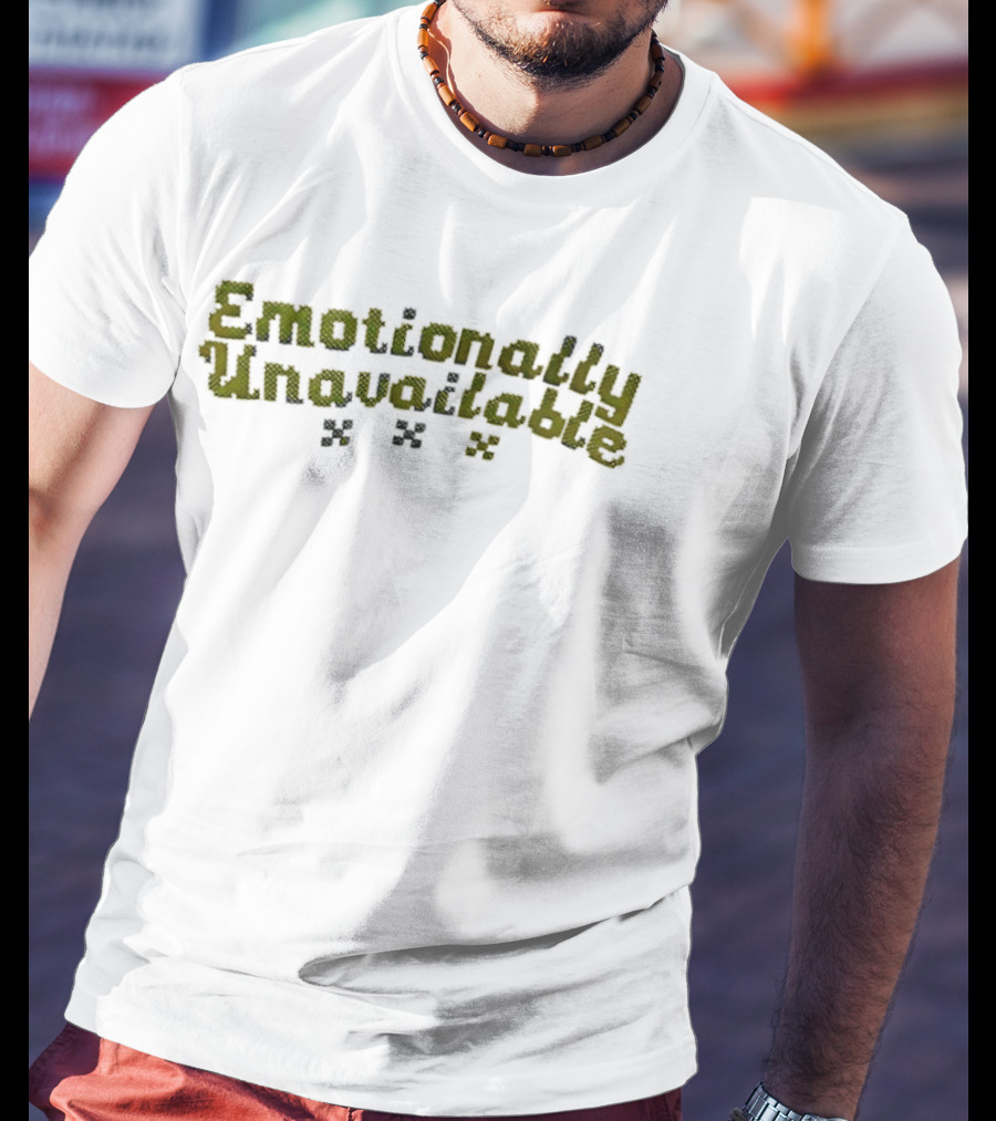 Emotionally Unavailable Text With Camouflage Puzzle Pieces T-Shirt