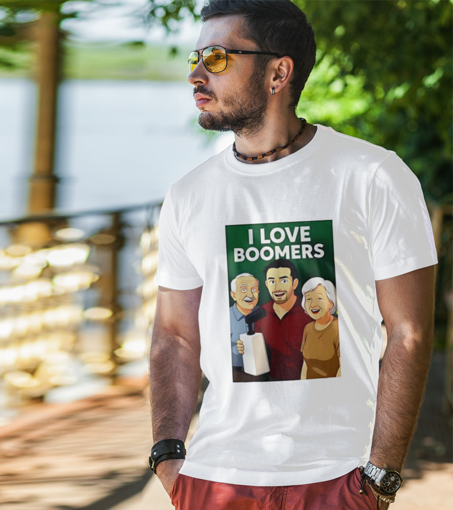 I Love Boomers Family Cartoon Style Nostalgic Humor T-Shirt
