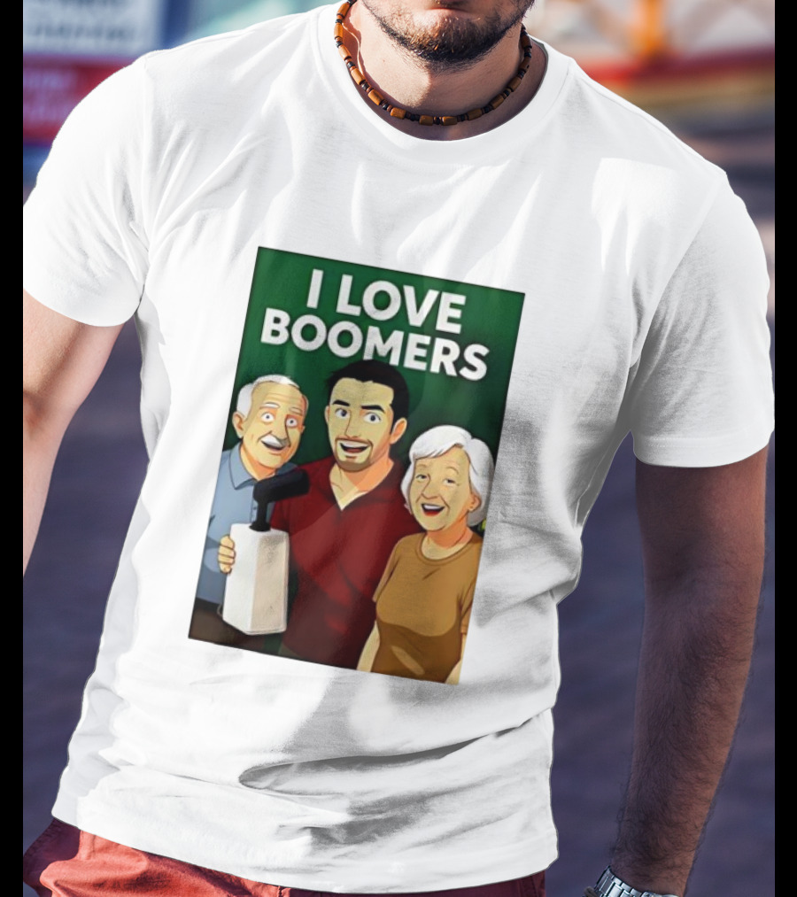 I Love Boomers Family Cartoon Style Nostalgic Humor T-Shirt