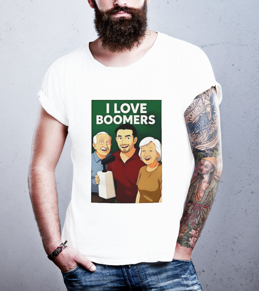 I Love Boomers Family Cartoon Style Nostalgic Humor T-Shirt