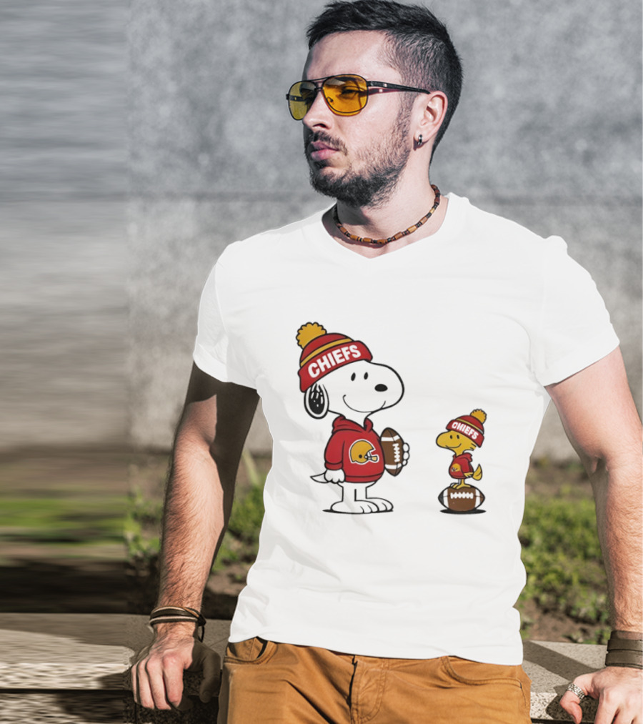 Kansas City Chiefs Snoopy Woodstock NFL Football Fan Gear T-Shirt