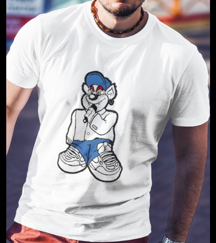 Travis Kelce Cartoon Bear Streetwear Charm Blue Cap Hip Hop T-Shirt