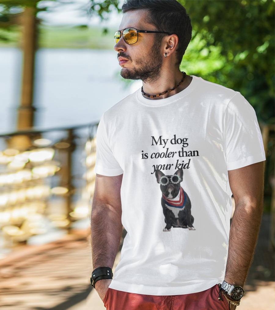 My Dog Is Cooler Than Your Kid Bulldog Bandana USA T-Shirt
