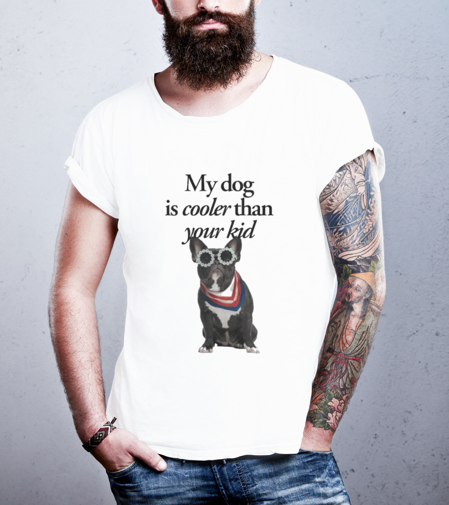My Dog Is Cooler Than Your Kid Bulldog Bandana USA T-Shirt