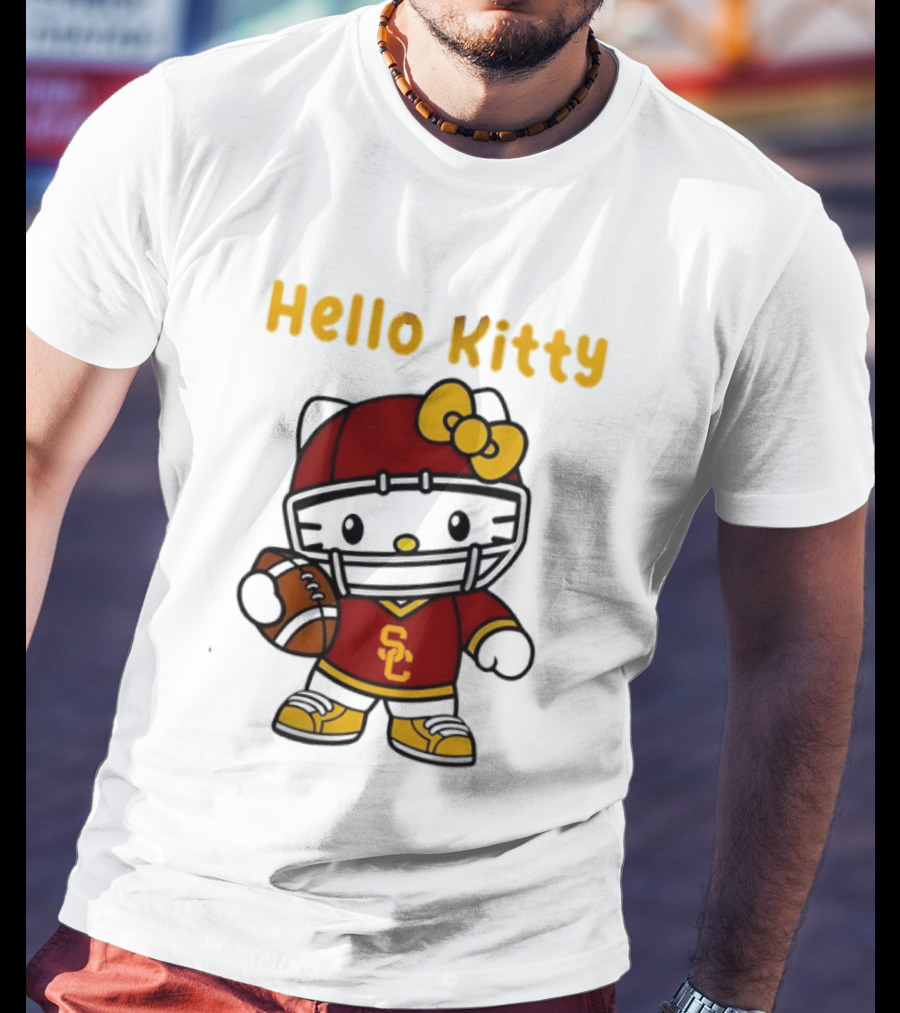 USC Trojans X Hello Kitty Football Fan Collaboration T-Shirt